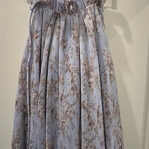 Zimmermann Blue and Brown Floral A-Line Skirt